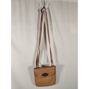 FOSSIL Mini Maddox Camel Tan Keyhole Crossbody Leather Bag Handbag Purse SL3129